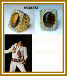 Verguld-over-Sterling zilver bruine Tijgeroog Concert -Tour - Ring